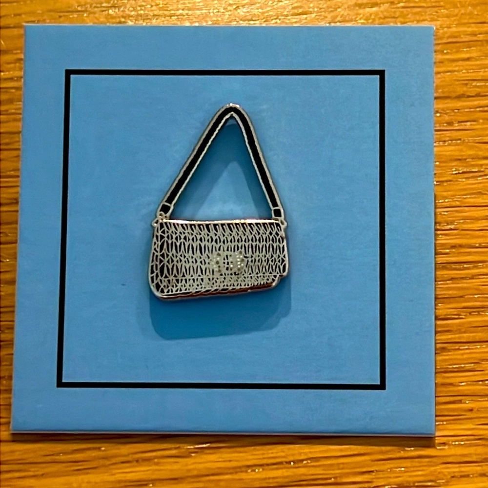 Miu Miu Silver Classic Handbag Woven Brooch Pin Brand New